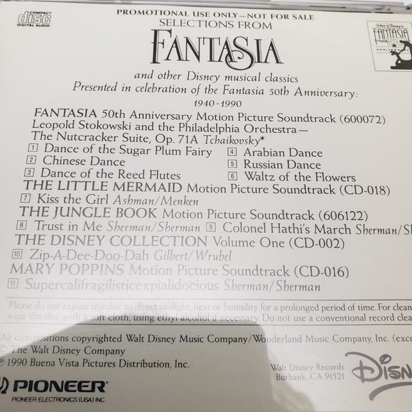 Selections from Fantasia and other Disney Musical Classics Promotional CD - Picture 3 of 4